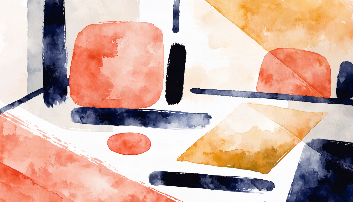 Warm watercolour afternoon light across an abstract tidy desk, representing a ClickUp setup finished in one afternoon